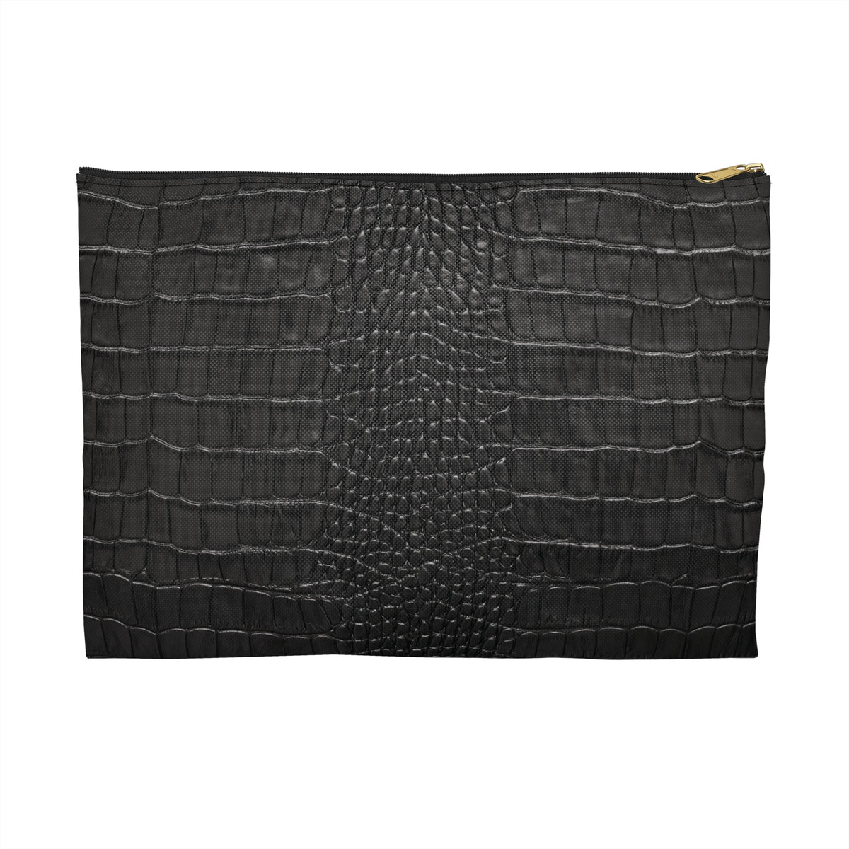 Black Crocodile Print Accessory Pouch