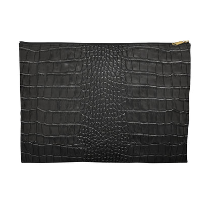 Black Crocodile Print Accessory Pouch