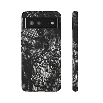 Black + White Lace Print Google Pixel Phone Case