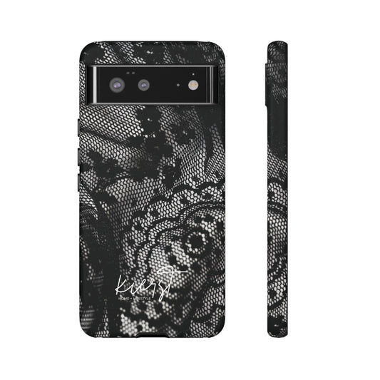 Black + White Lace Print Google Pixel Phone Case