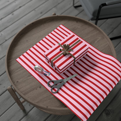 Pink and Red Horizontal Striped Wrapping paper