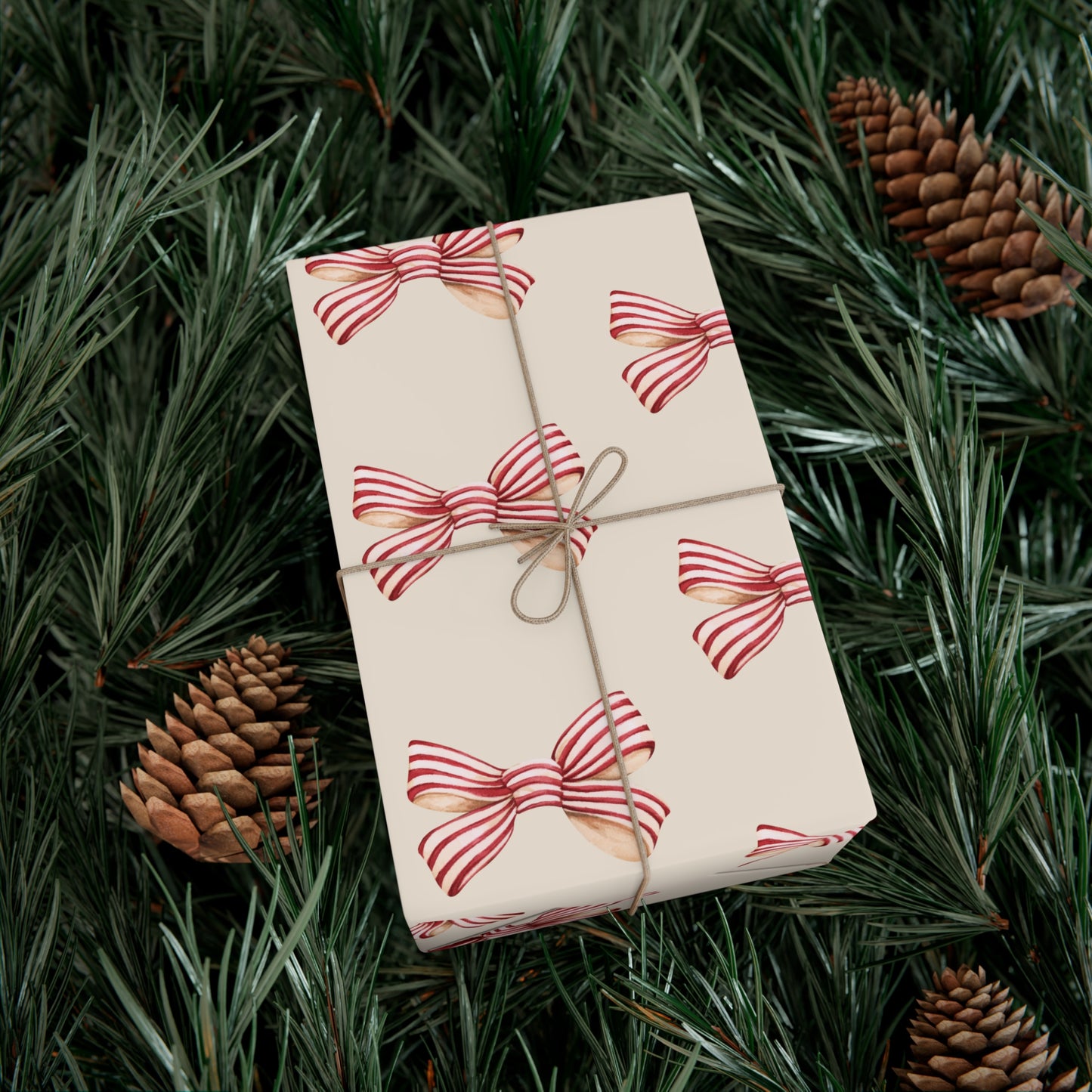 Red and Cream Bow Gift Wrapping Paper