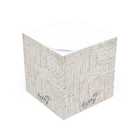 Cream and Gold Tweed Print Note Cube