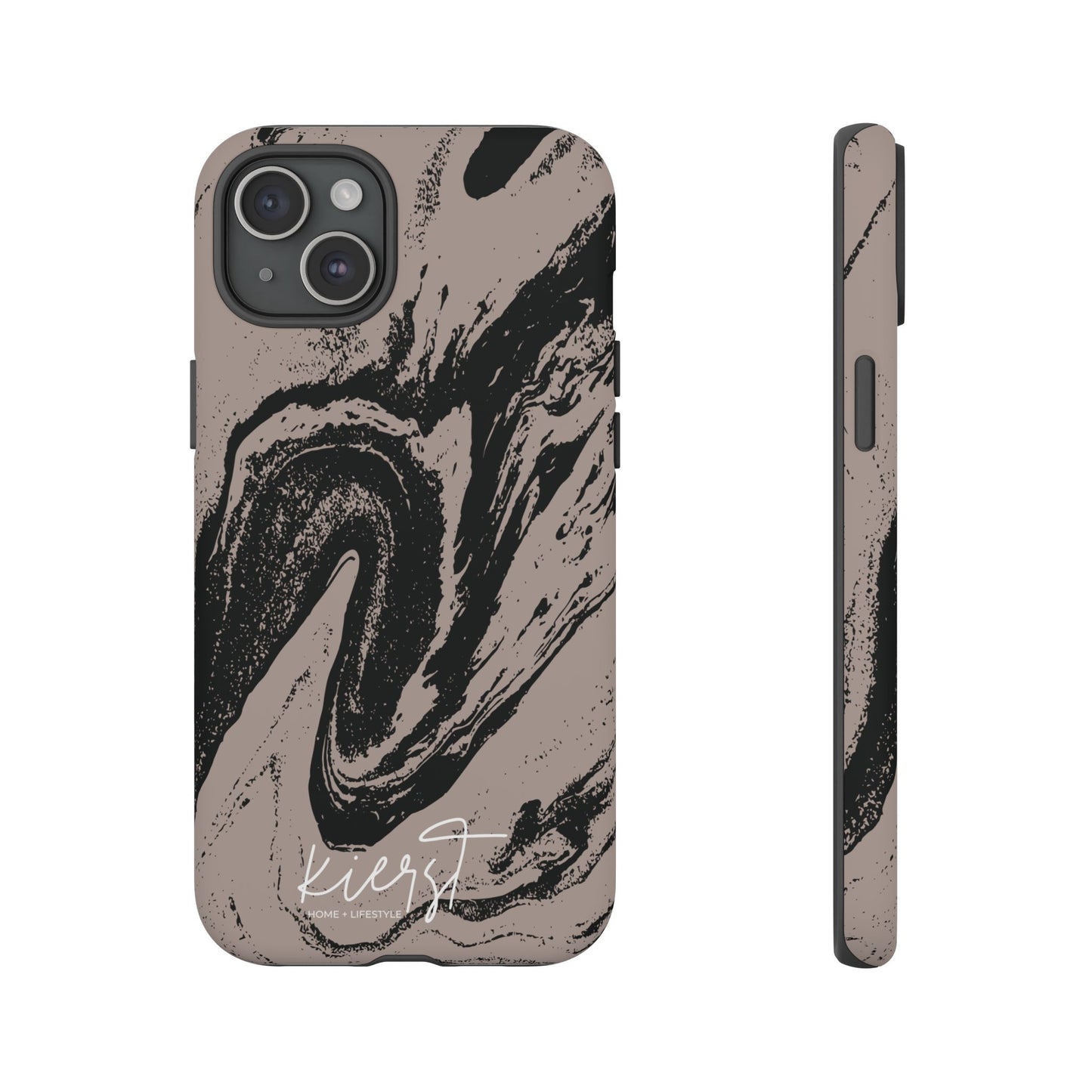 Taupe and Black Marble iPhone Case