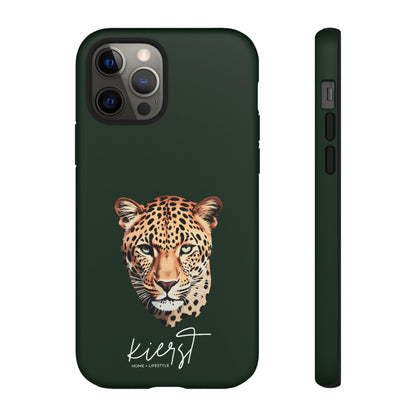 Leopard Head on Signature Midnight Pine iPhone Case | Designed to Stand Out