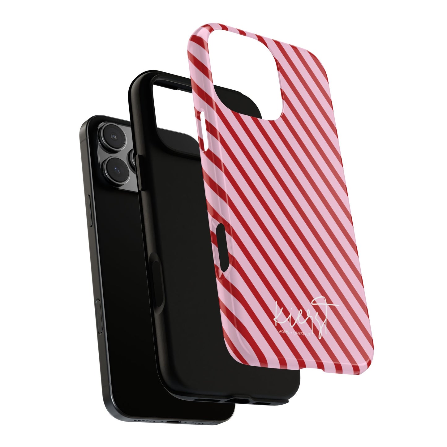 Holiday 25 Pink and Red Diagonal Striped iPhone Case