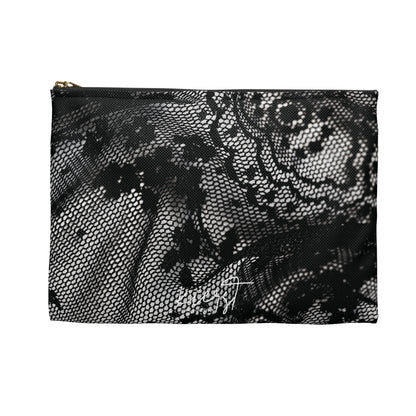 Black + White Lace Print Accessory Pouch