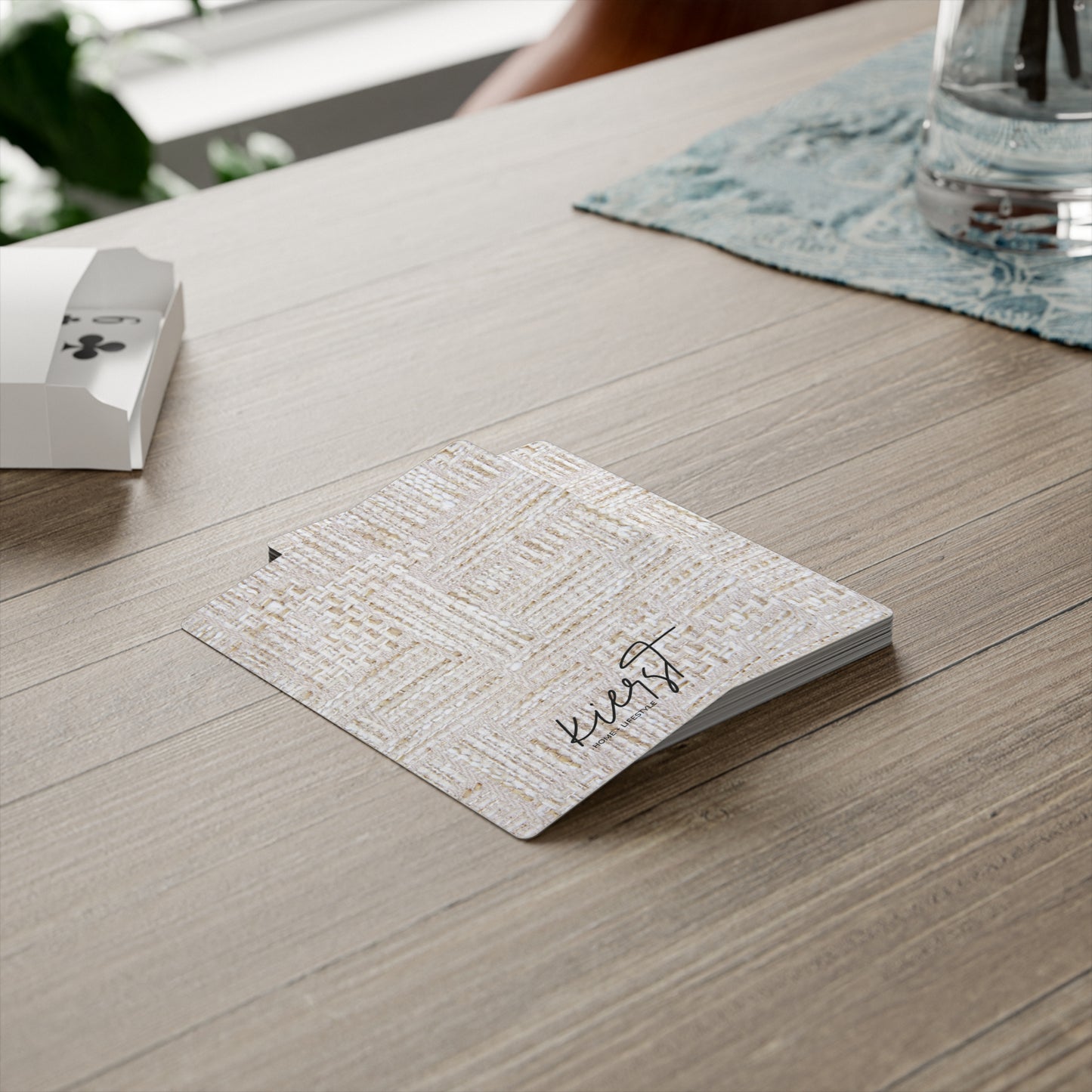 Cream + Gold Tweed Print Poker Playing Cards