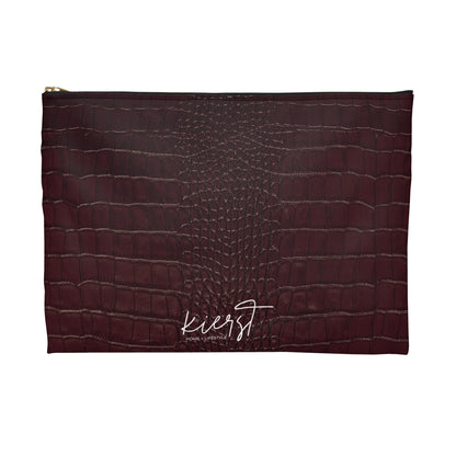 Signature Velvet Noir Crocodile Print Accessory Pouch