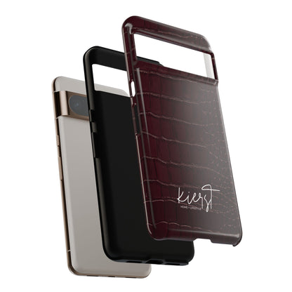 Signature Velvet Noir Crocodile Print Google Pixel Phone Case