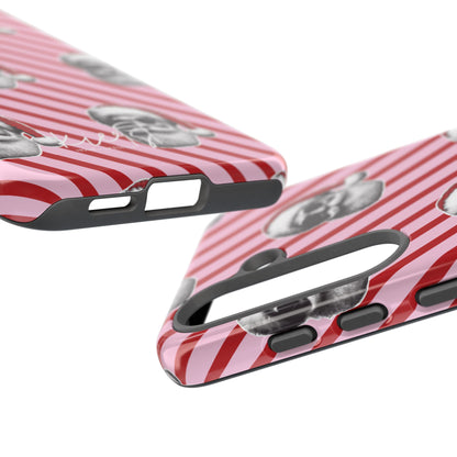 Holiday 25 Cool Santa on Pink and Red Diagonal Striped Samsung Galaxy Phone Case