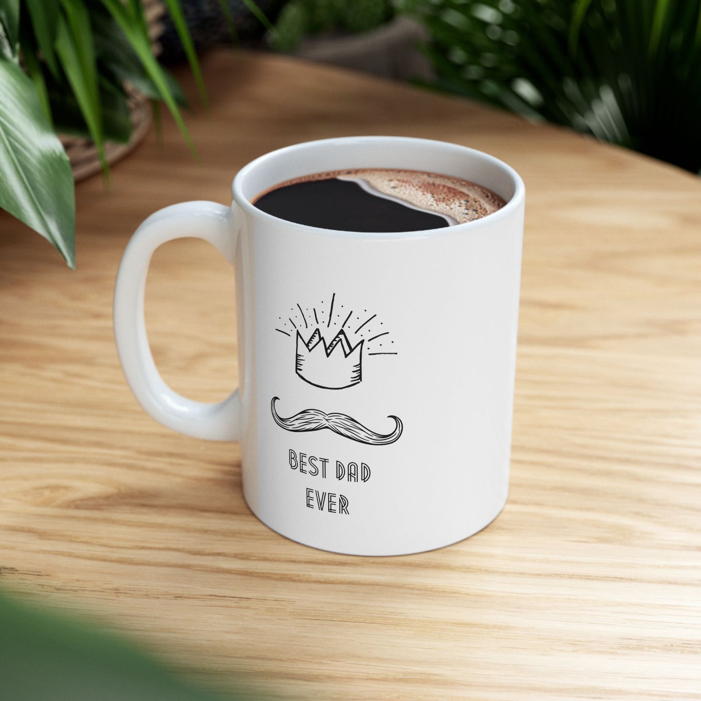 Best Dad Ever Mug – Crown + Mustache Design