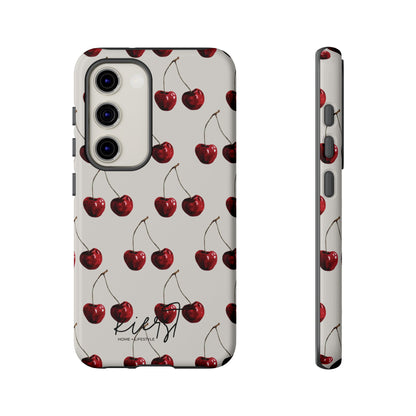 Moody Cherry Stems on White Bone Samsung Galaxy Phone Case