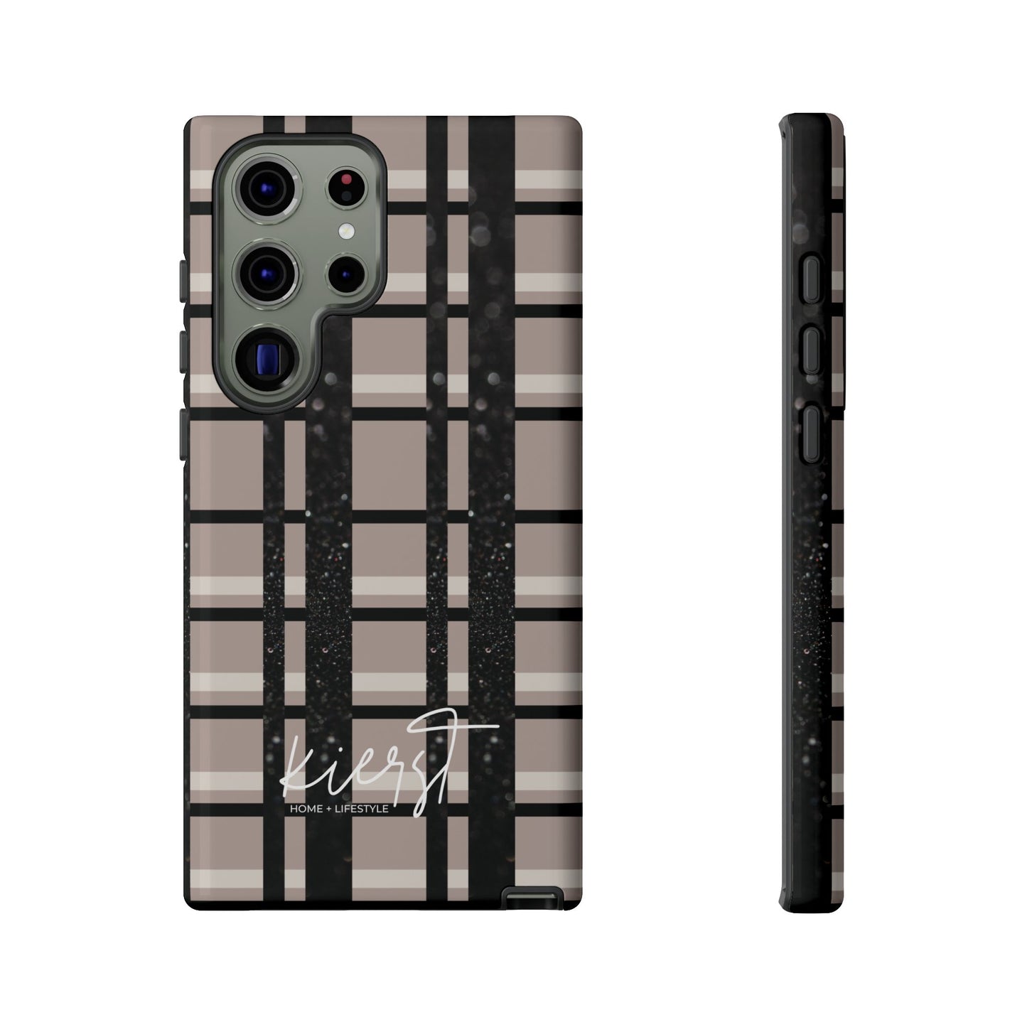 Taupe, Cream, and Black Plaid Samsung Galaxy Case