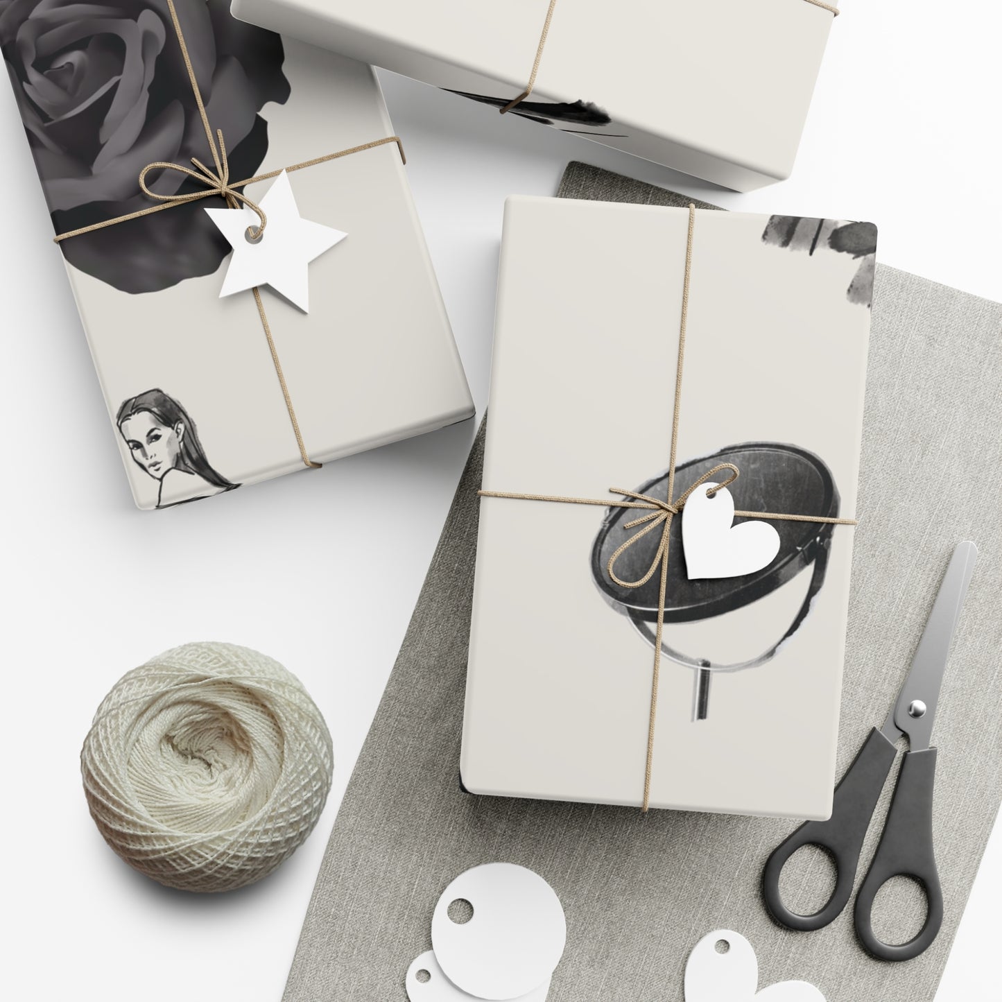 B&W Fashion Themed on Bone Gift Wrapping Paper