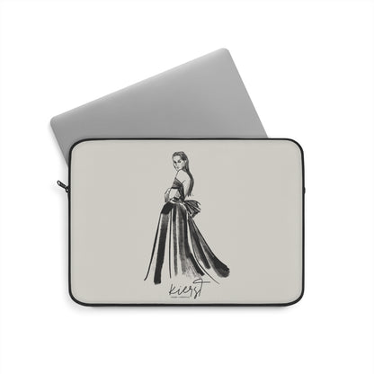 Elegant Evening Gown Sketch Laptop Sleeve | Fashion Illustration for Work & Travel