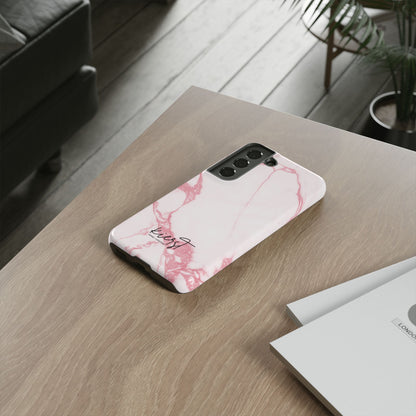 Pink & White Marble Samsung Galaxy Phone Case | Feminine, Polished, and Quietly Bold