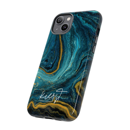 Teal & Gold Marble iPhone Case