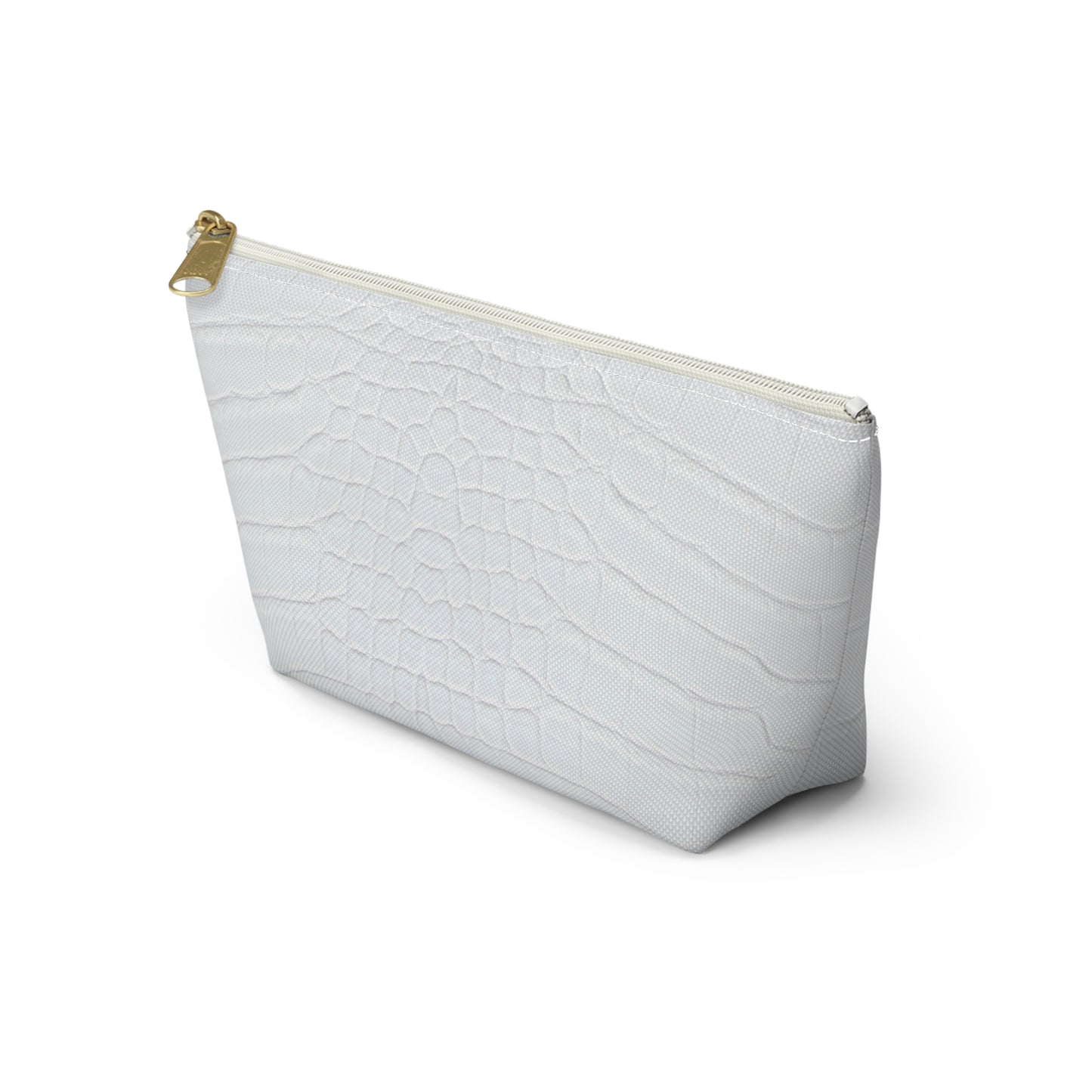 White Alligator Accessory Pouch w T-bottom