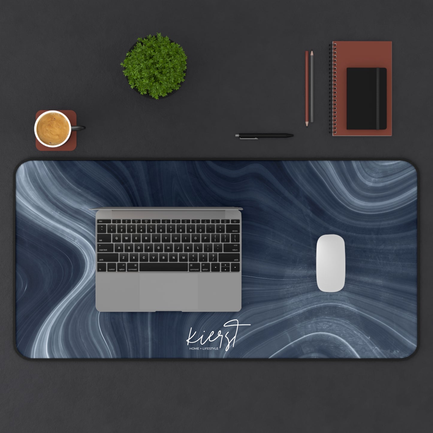 Navy Marble Print Desk Mat
