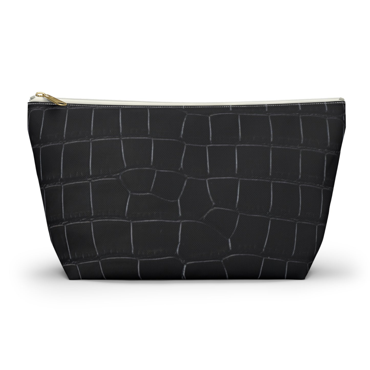 Black Crocodile Accessory Pouch w T-bottom