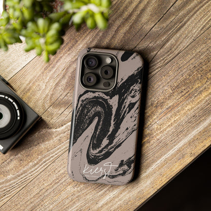 Taupe and Black Marble iPhone Case