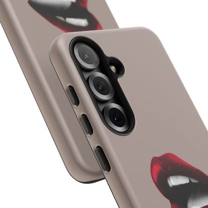 Vintage Red Lips on Taupe Samsung Galaxy Phone Case