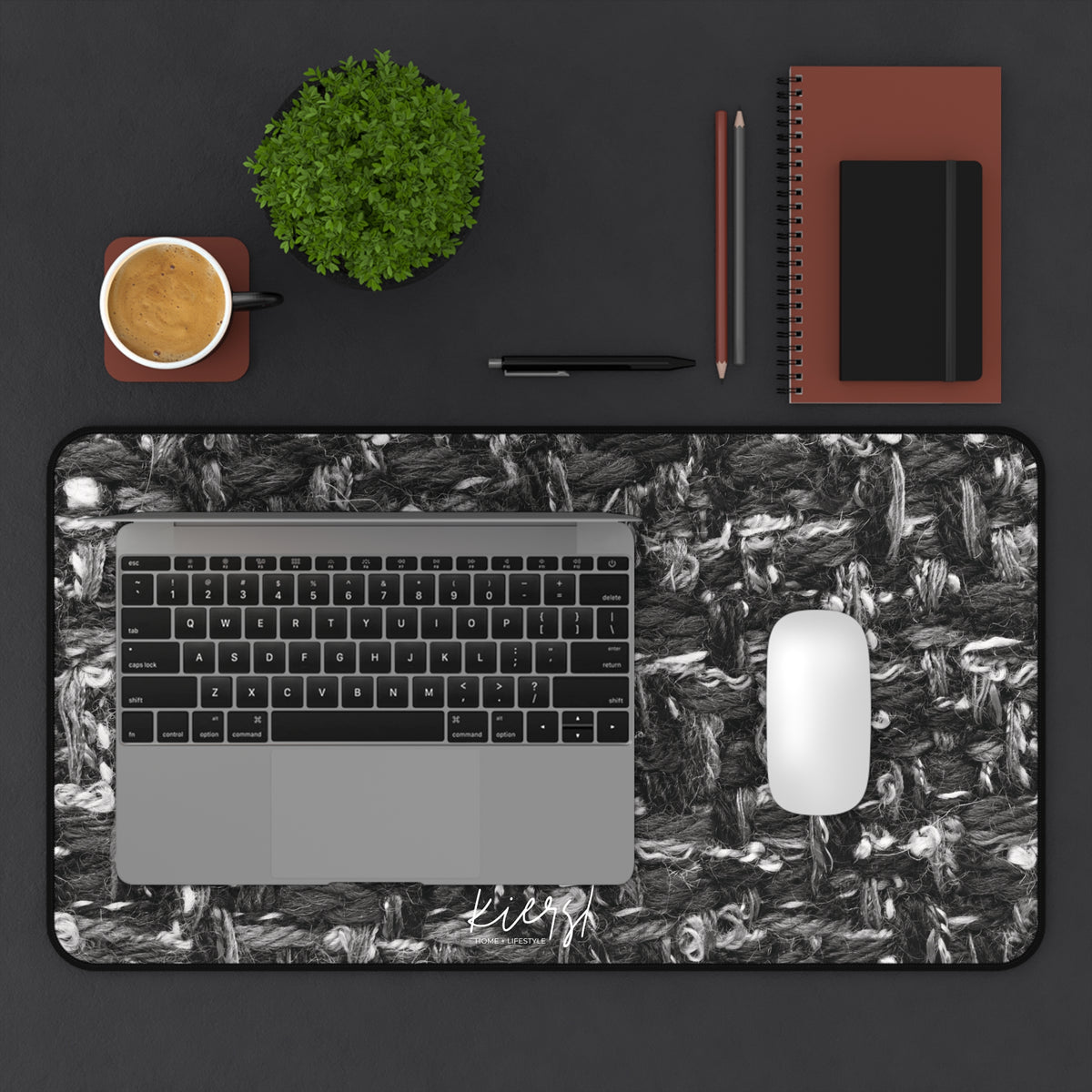 Grey Tweed Print Desk Mat