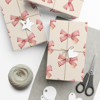 Red and Cream Bow Gift Wrapping Paper