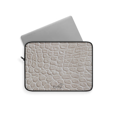 Cream Reptile Print Laptop Sleeve | Elevated Printed Texture for Everyday Tech