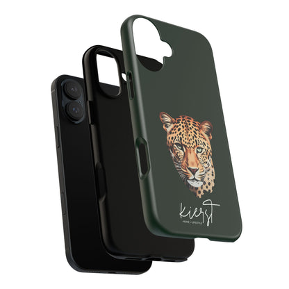 Leopard Head on Signature Midnight Pine iPhone Case | Designed to Stand Out
