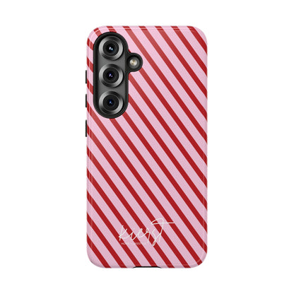 Holiday 25 Pink and Red Diagonal Striped Samsung Galaxy Phone Case