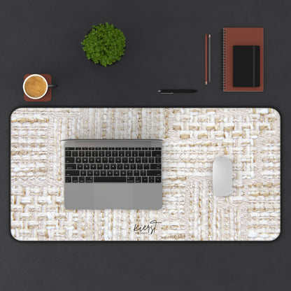 Cream + Gold Tweed Print Desk Mat