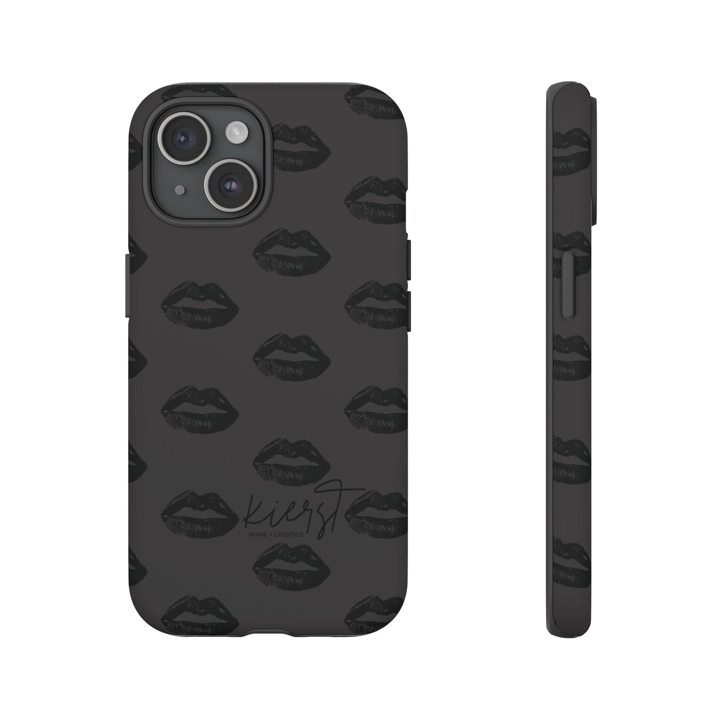 Black Lips on Charcoal iPhone Case