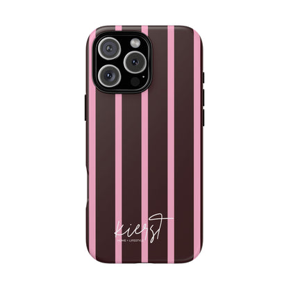 Signature Velvet Noir + Pink Stripes iPhone Case