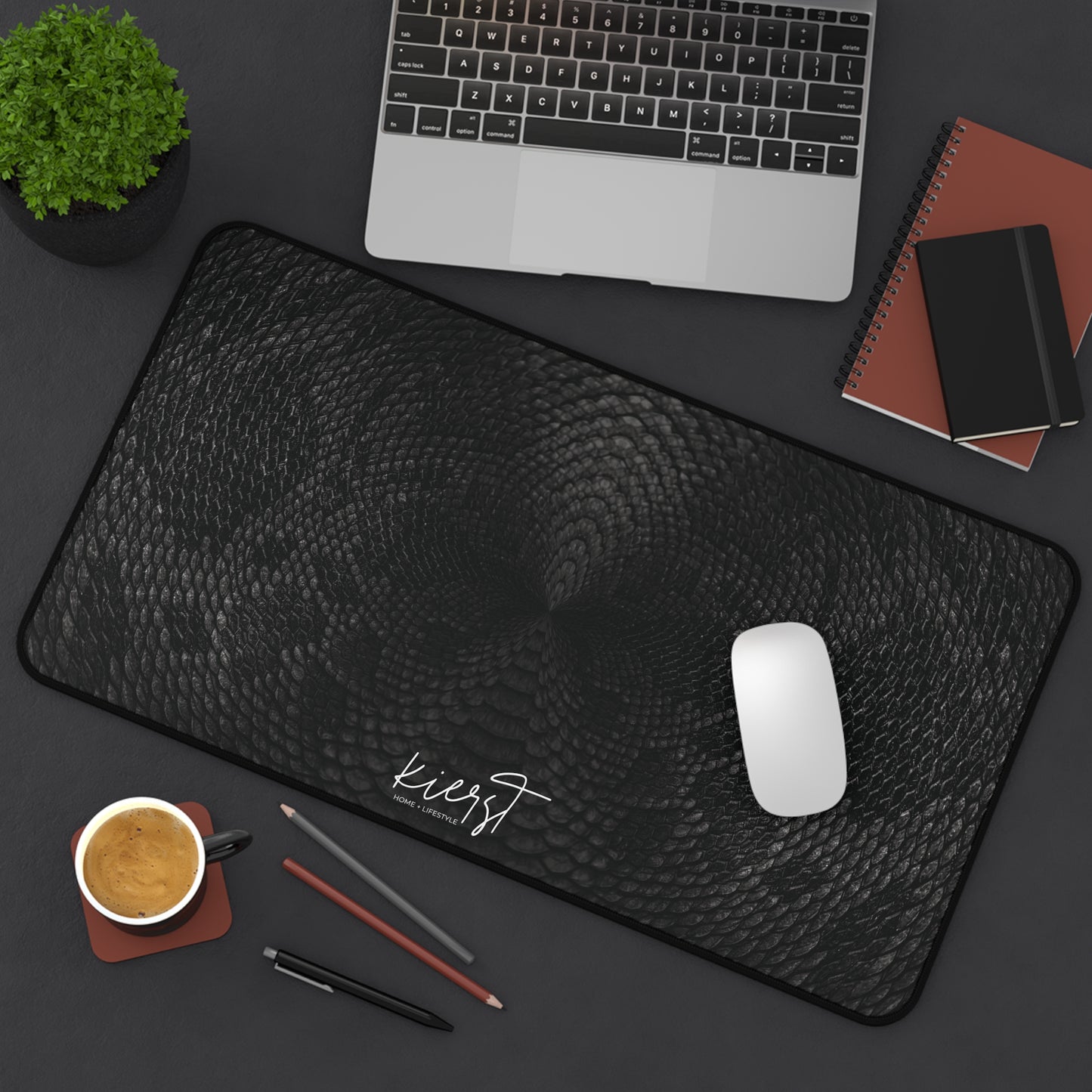 Black + Grey Snake Print Desk Mat