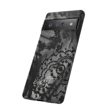 Black + White Lace Print Google Pixel Phone Case