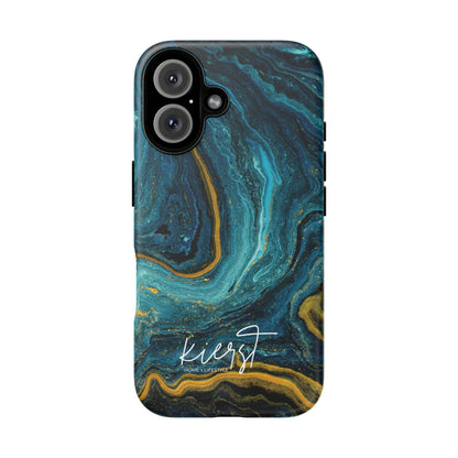 Gold & Teal Marble iPhone Case | Swirled Boldness, Everyday Luxury