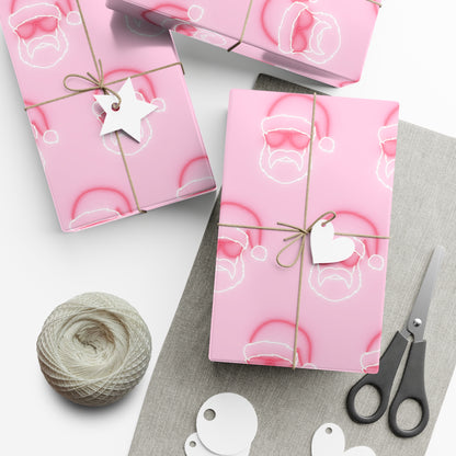 Neon Sign Santa on Pink Wrapping paper