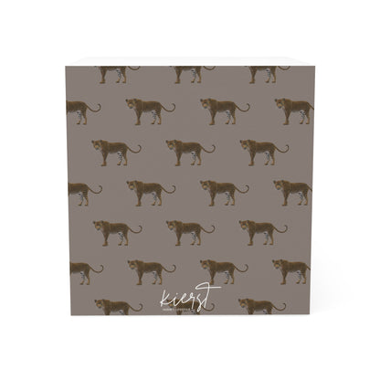 Leopards on Taupe Sticky Note Cube | Subtle Power, Soft Strength