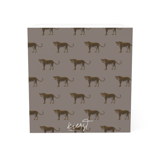 Leopards on Taupe Sticky Note Cube | Subtle Power, Soft Strength