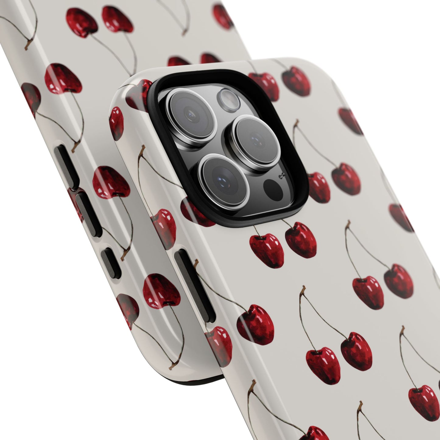 Moody Cherry Stems on White Bone iPhone Case
