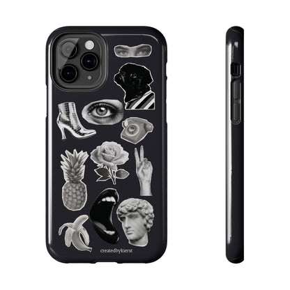 Black & White Vintage Sticker Design iPhone Case