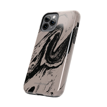 Taupe and Black Marble iPhone Case