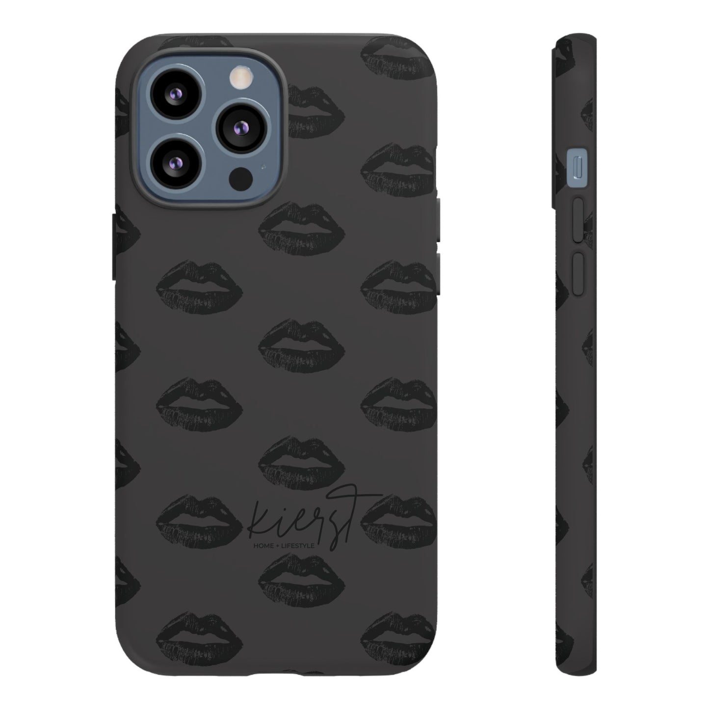 Black Lips on Charcoal iPhone Case