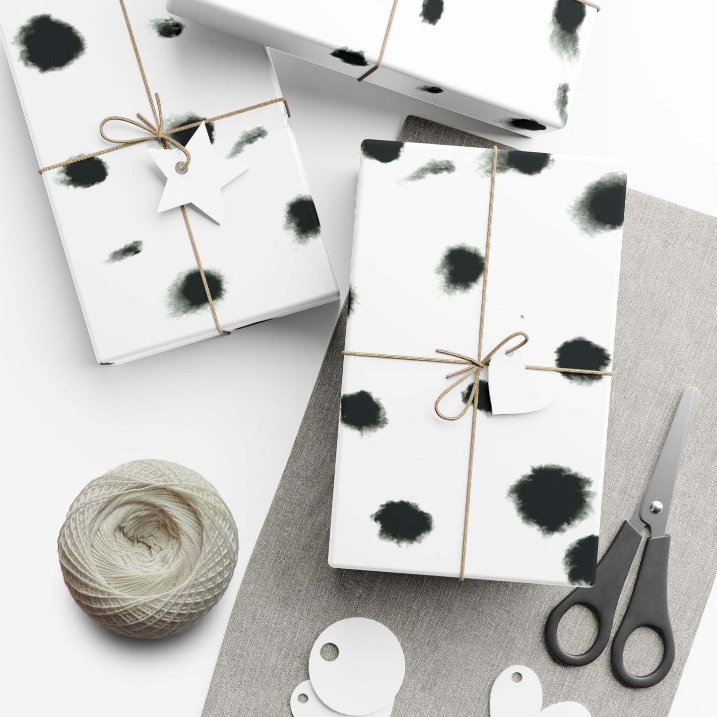 Smudged Black Spots on White Gift Wrapping Paper