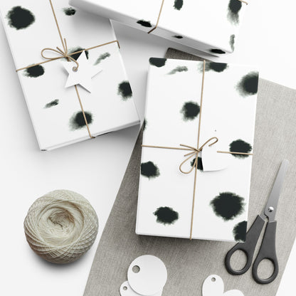 Smudged Black Spots on White Gift Wrapping Paper