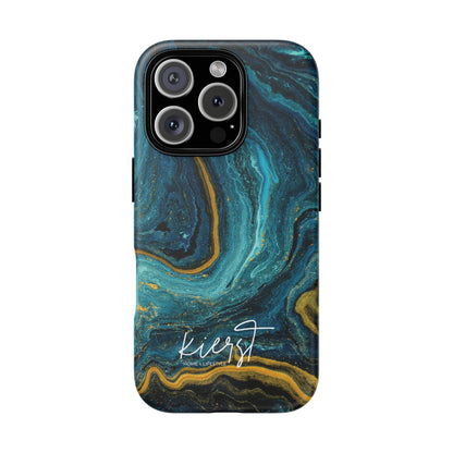 Teal & Gold Marble iPhone Case