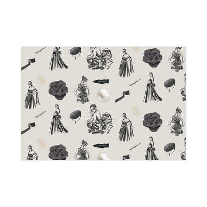B&W Fashion Illustration Gift Wrapping Paper | Elegant Sketches on Bone White