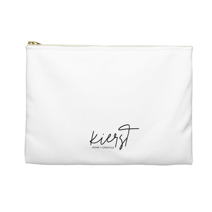 Blue Watercolor Bow Accessory Pouch – Printed Ribbon Detail with Everyday Elegance